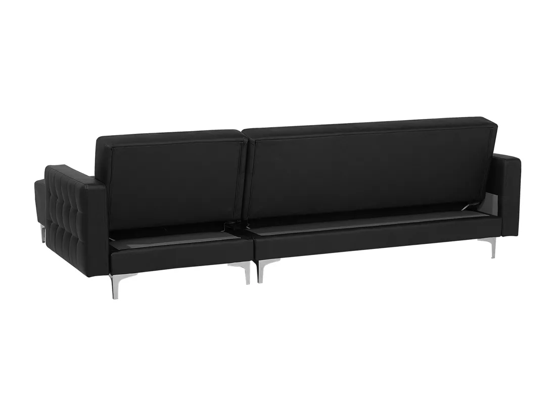 Canapé Angle à droite Modulable Convertible Cuir Pu Noir Moderne Classique Aberdeen