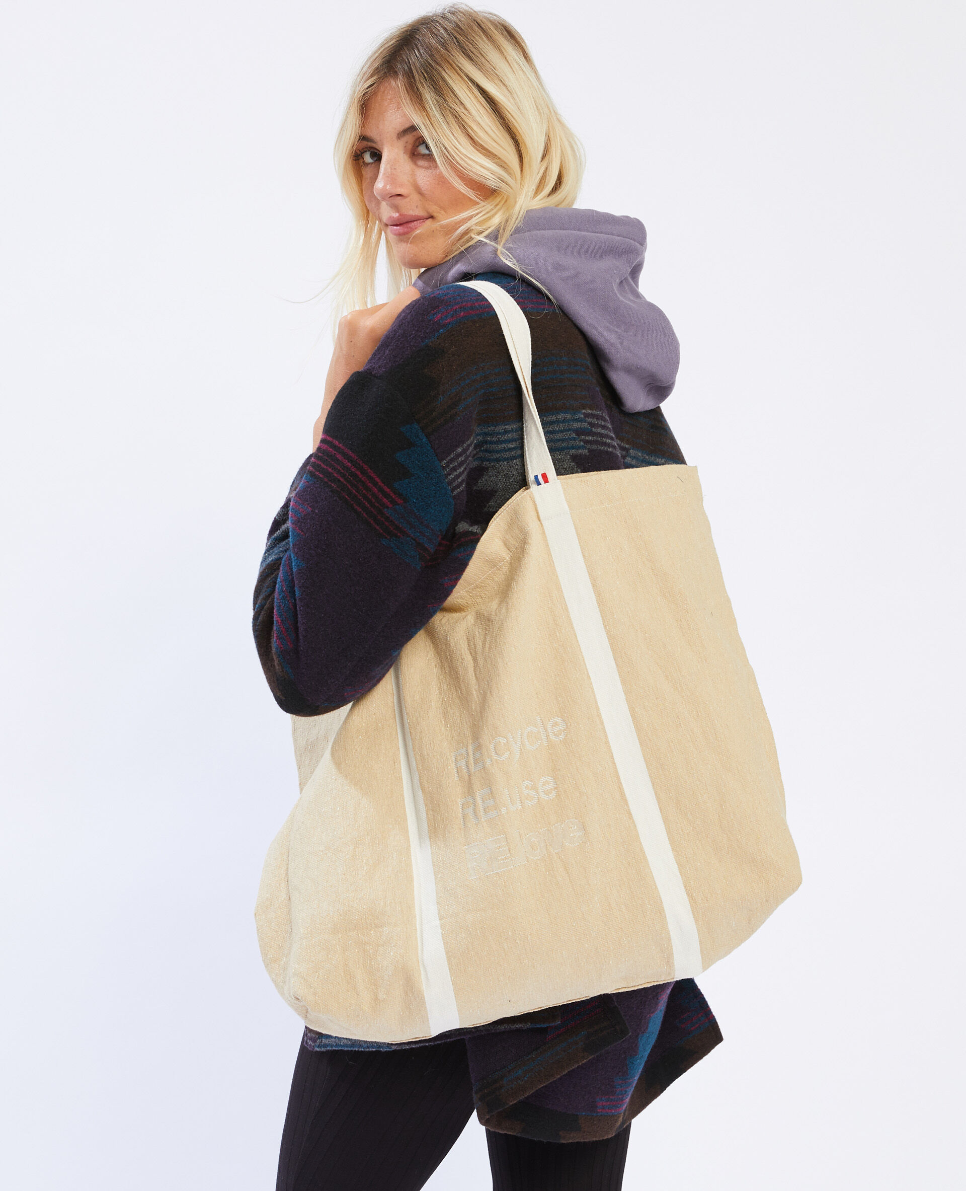 Grand tote bag 100% recyclé - Taupe