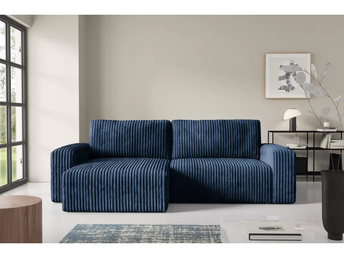 Canapé d'angle convertible Cord FANO Bleu