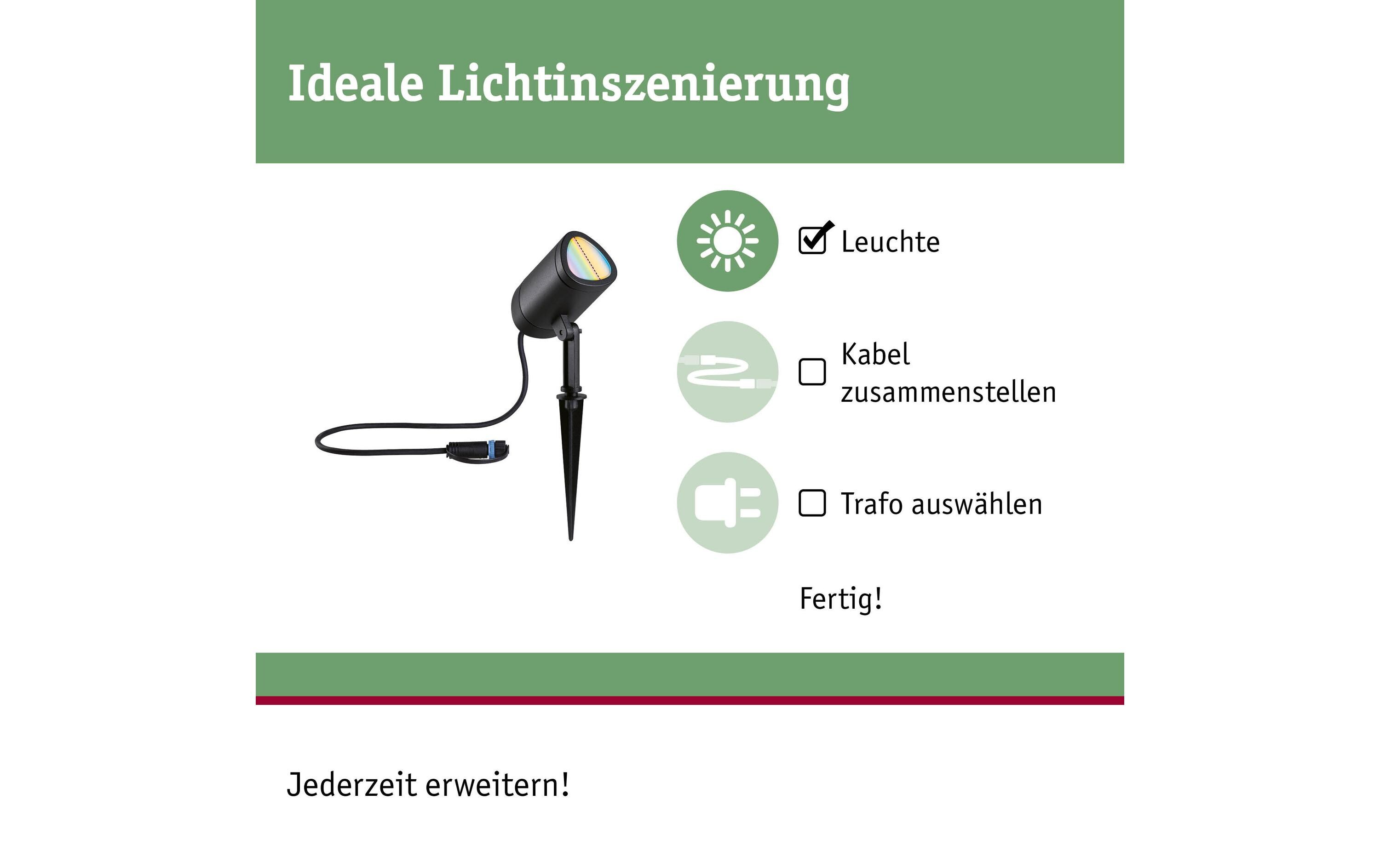 Outdoor Gartenspot Plug & Shine Shira, RGBW, 6.5W, AnthrazitLED Gartenstrahler