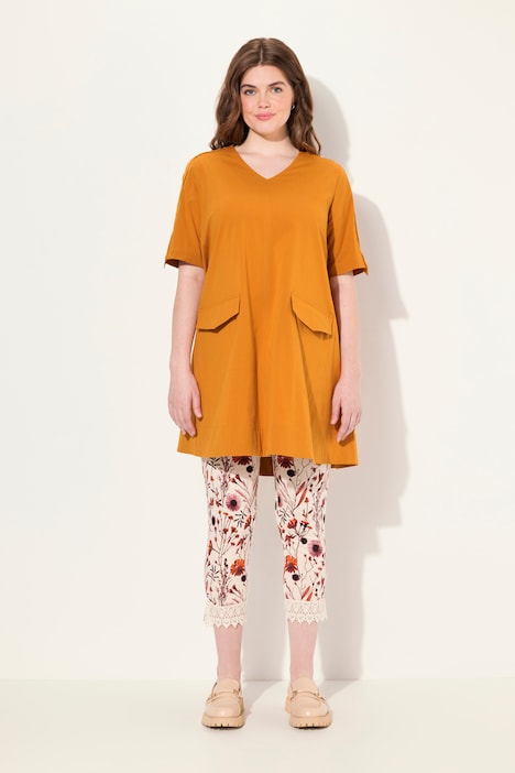 Tunika, V-Ausschnitt, Taschen, Halbarm, Biobaumwolle