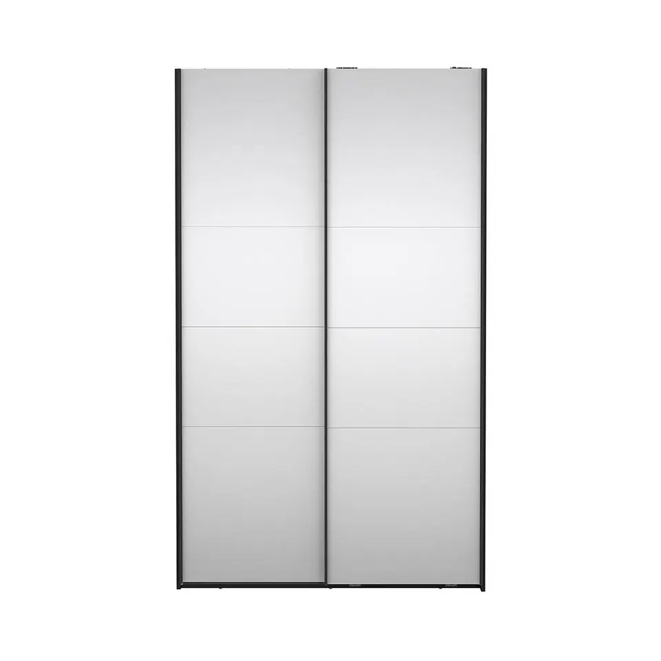 Hioshop Catania schuifdeurkast 2 deuren met spiegel 120x200cm mat zwart