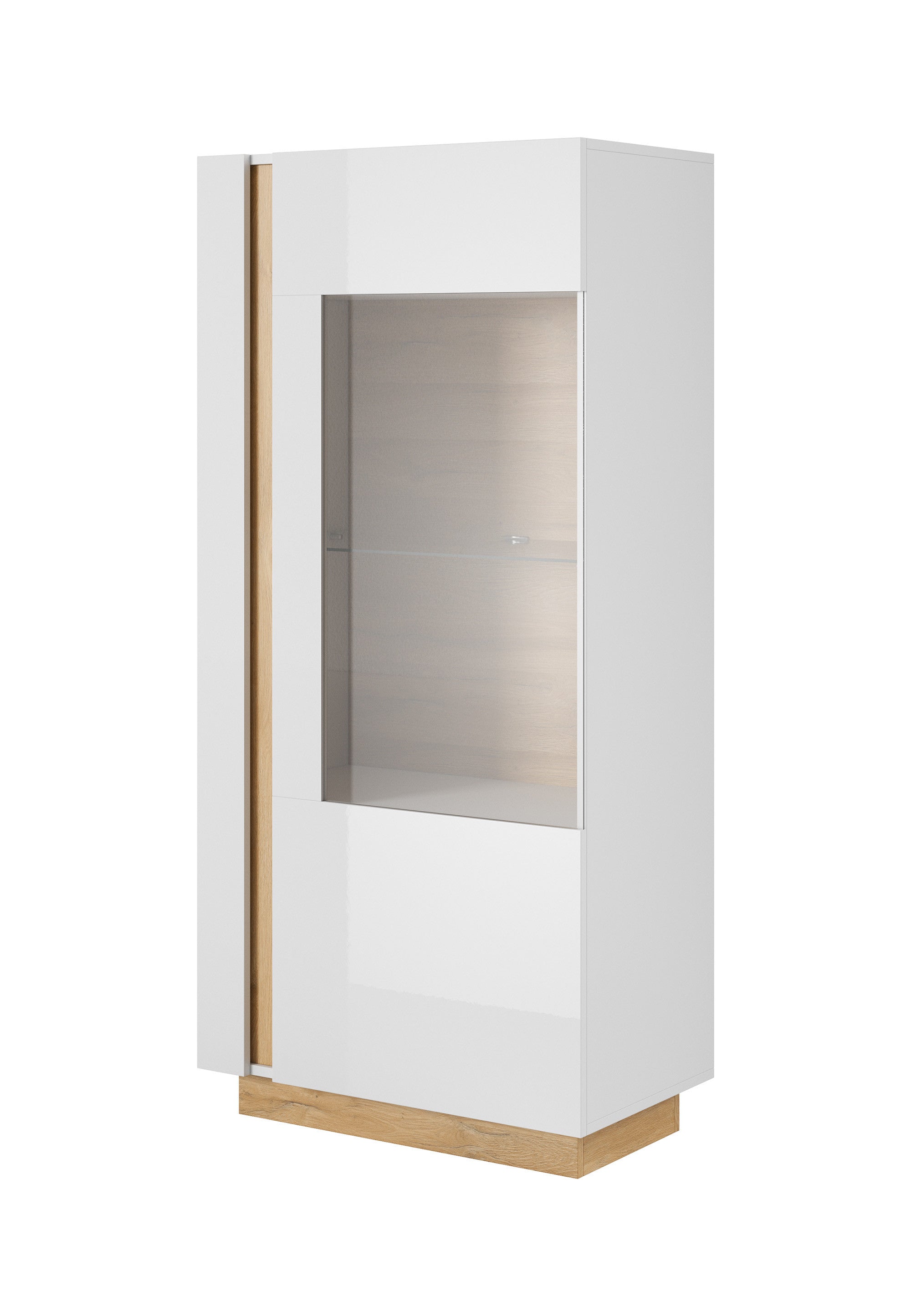 Ashley - Vitrinekast - Wit/eiken - 72x40x154 cm