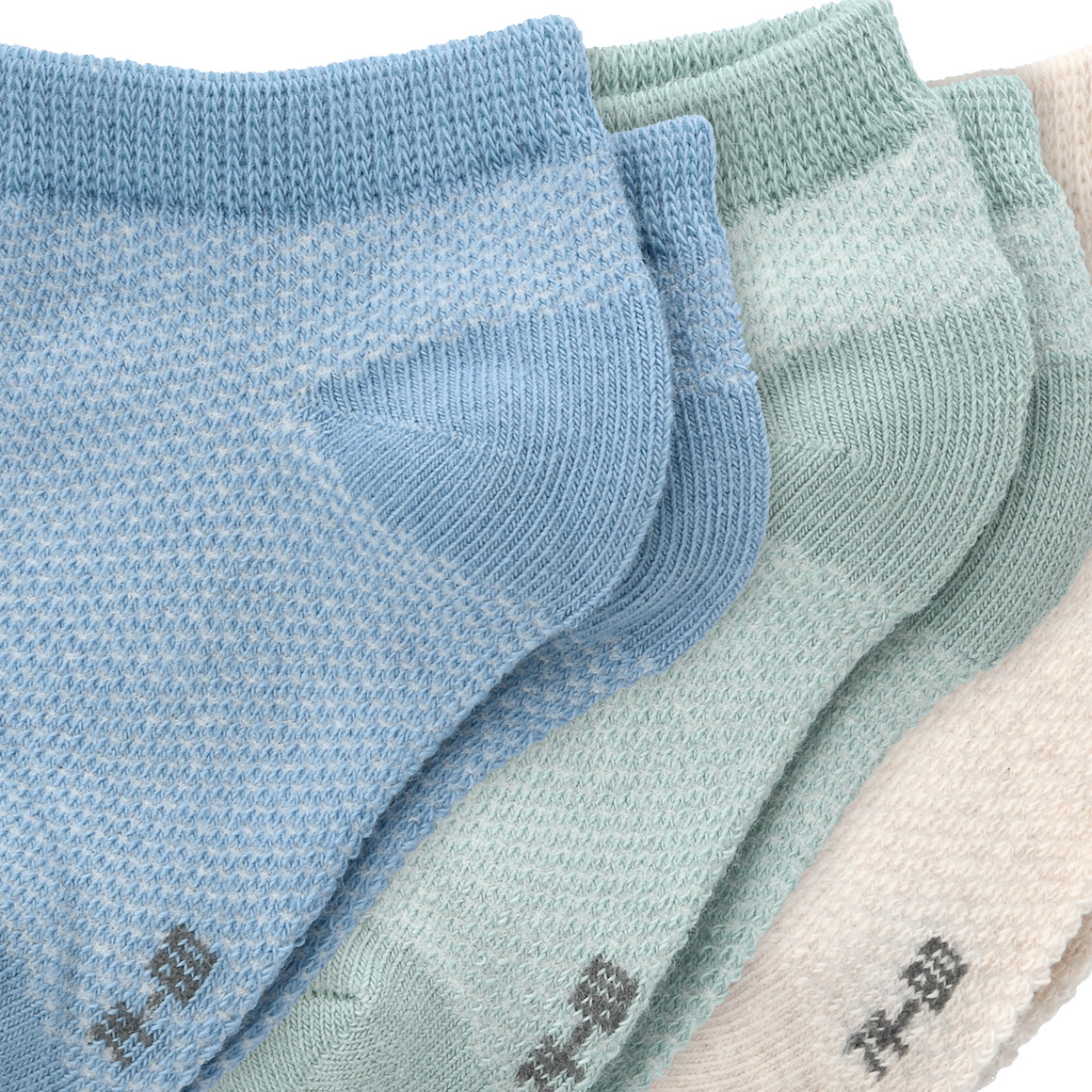 Topomini 3 Paar Baby Sneaker-Socken in Piqué-Optik blau / beige / türkis