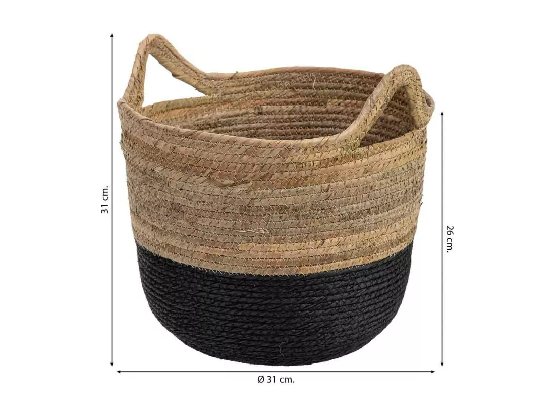 Panier en fibre et corde de feuille de bananier D31x26/31