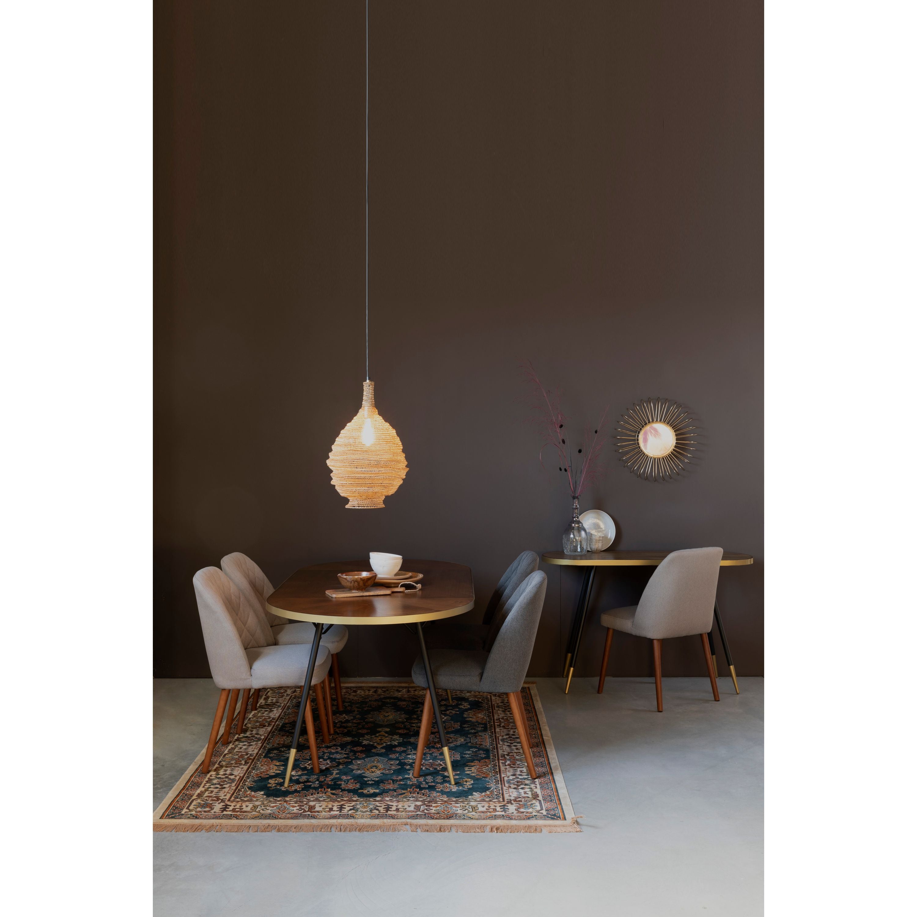Housecraft Living Denise Eettafel Hout Ovaal 200x90 cm Bruin| Goud