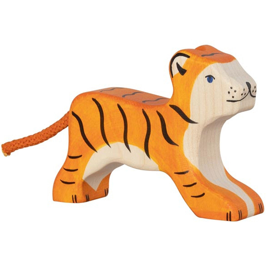 Holztiger tijger lopend 10 cm