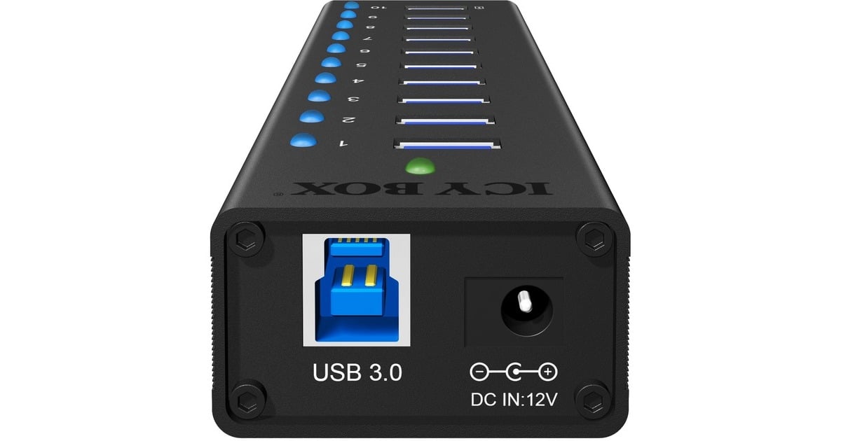 ICY BOXIB-AC6110 usb-hub  (Zwart, 10x USB 3.0 Poorten)