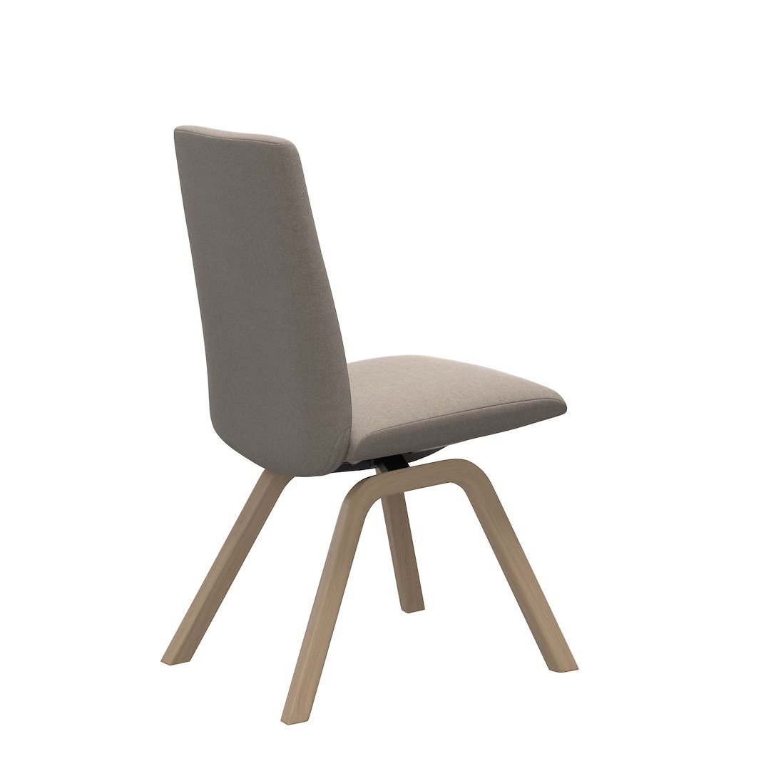 Chilli (M) spisestol Lav D200 Tekstil Tulip Light Beige med natur eik understell