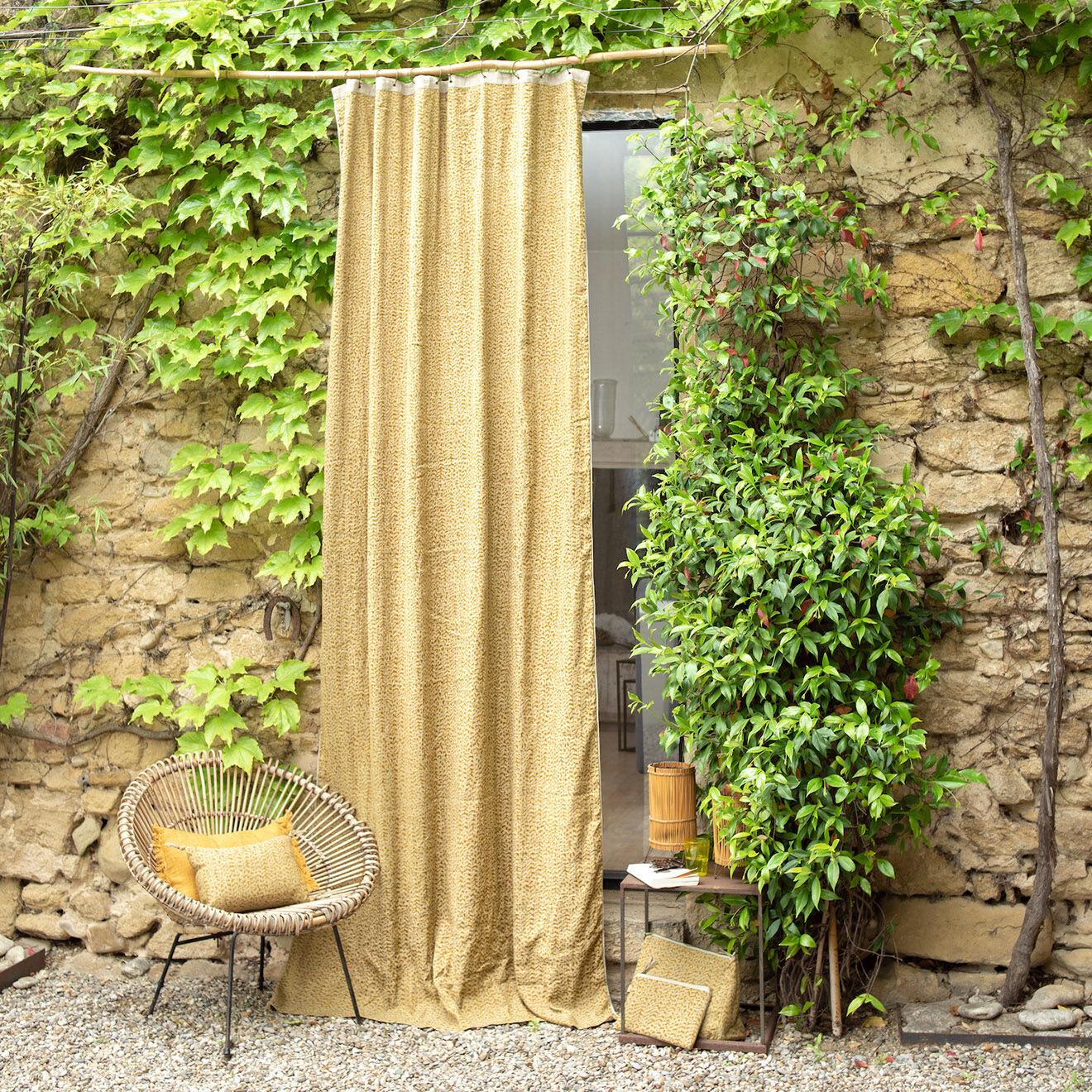 En Fil d'Indienne Rideau Lierre tabac - 140x300 cm