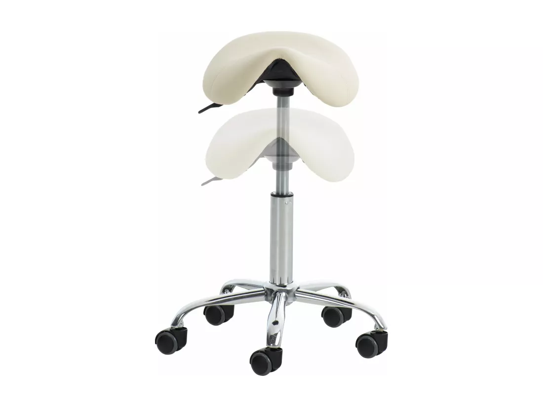 Tabouret de bureau - Similicuir & Métal chromé - Crème - Reno