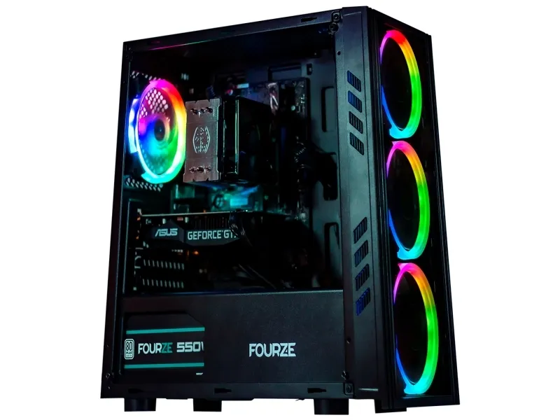Fourze Prime Budget - Tower Core i3 10105F / op til 4.4 GHz - RAM 8 GB - SSD 500 GB - NVMe - GF GT 730 - Gigabit Ethernet - intet OS - skærm: ingen - sort