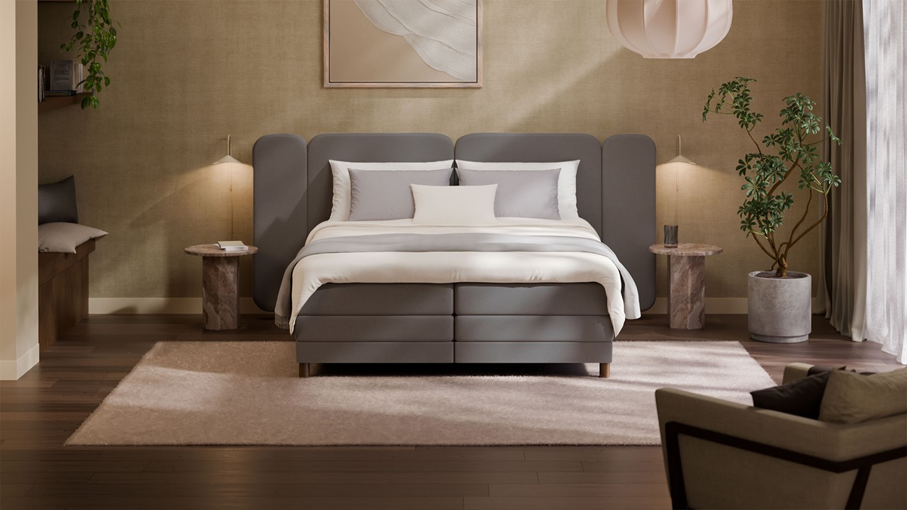 Elektrische boxspring Ridge - Wool look dark grey