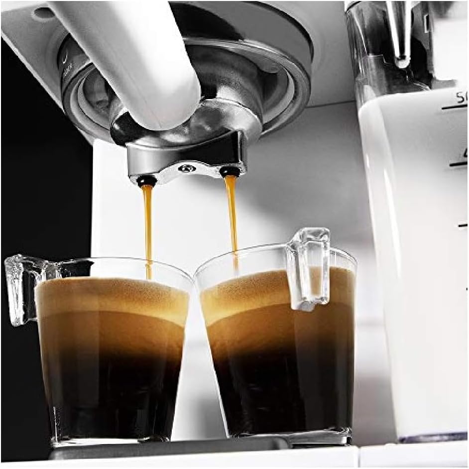 Cecotec Kaffemaschine Power Instant-ccino 20 Touch. 1350 W, Siebträger, 20 bar Druck, 1'4 L Wassertank, Thermoblock, Milchbehälter, Touch-Bedienung, Weiß