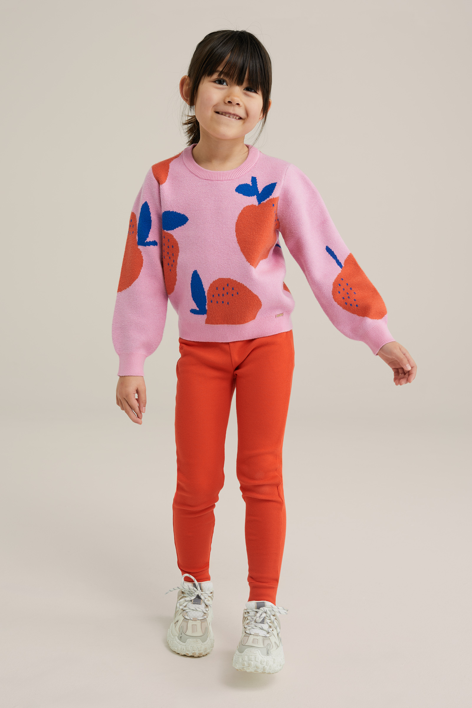 Meisjes legging met ribstructuur WE Fashion Feloranje