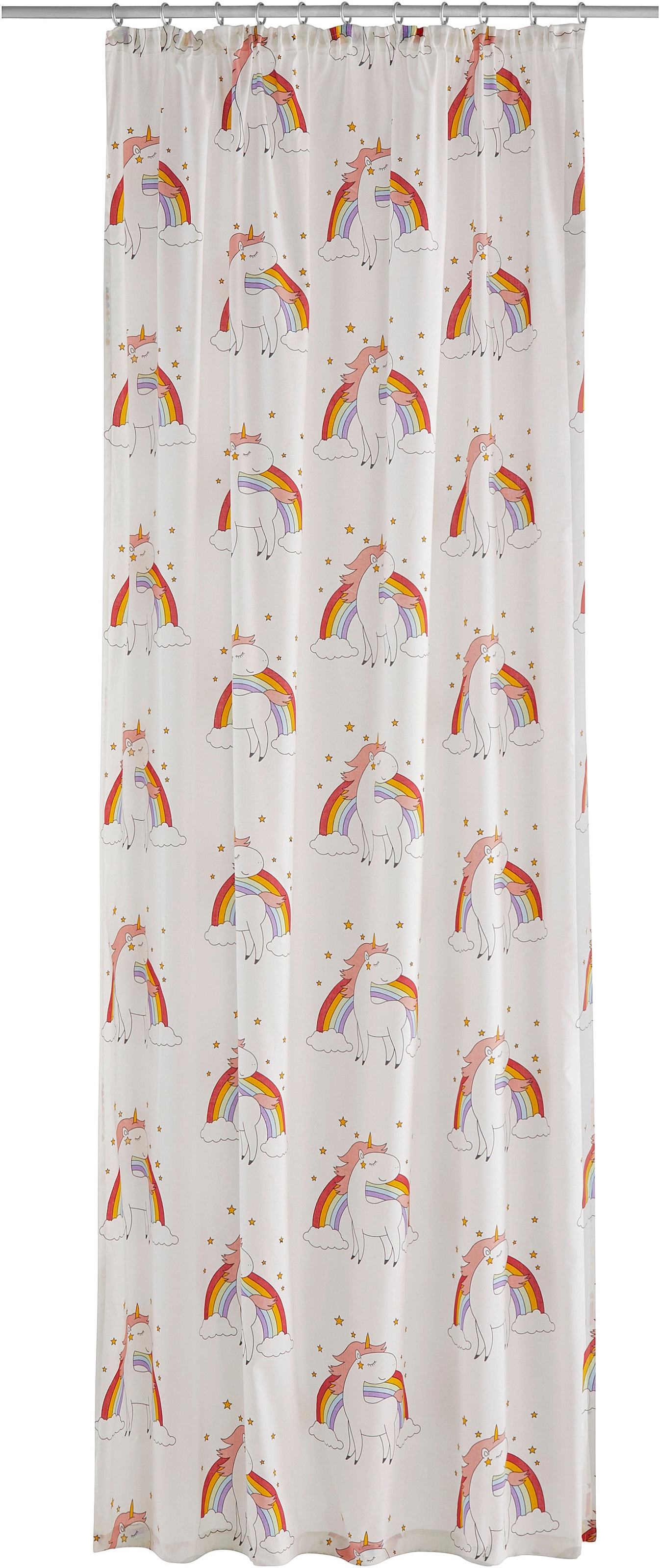 Lüttenhütt Gardine »EINHORN« Kräuselband 1 Stk. tlg. Kindergardine, bedruckt, halbtransparent, Einhörner, Regenbogen