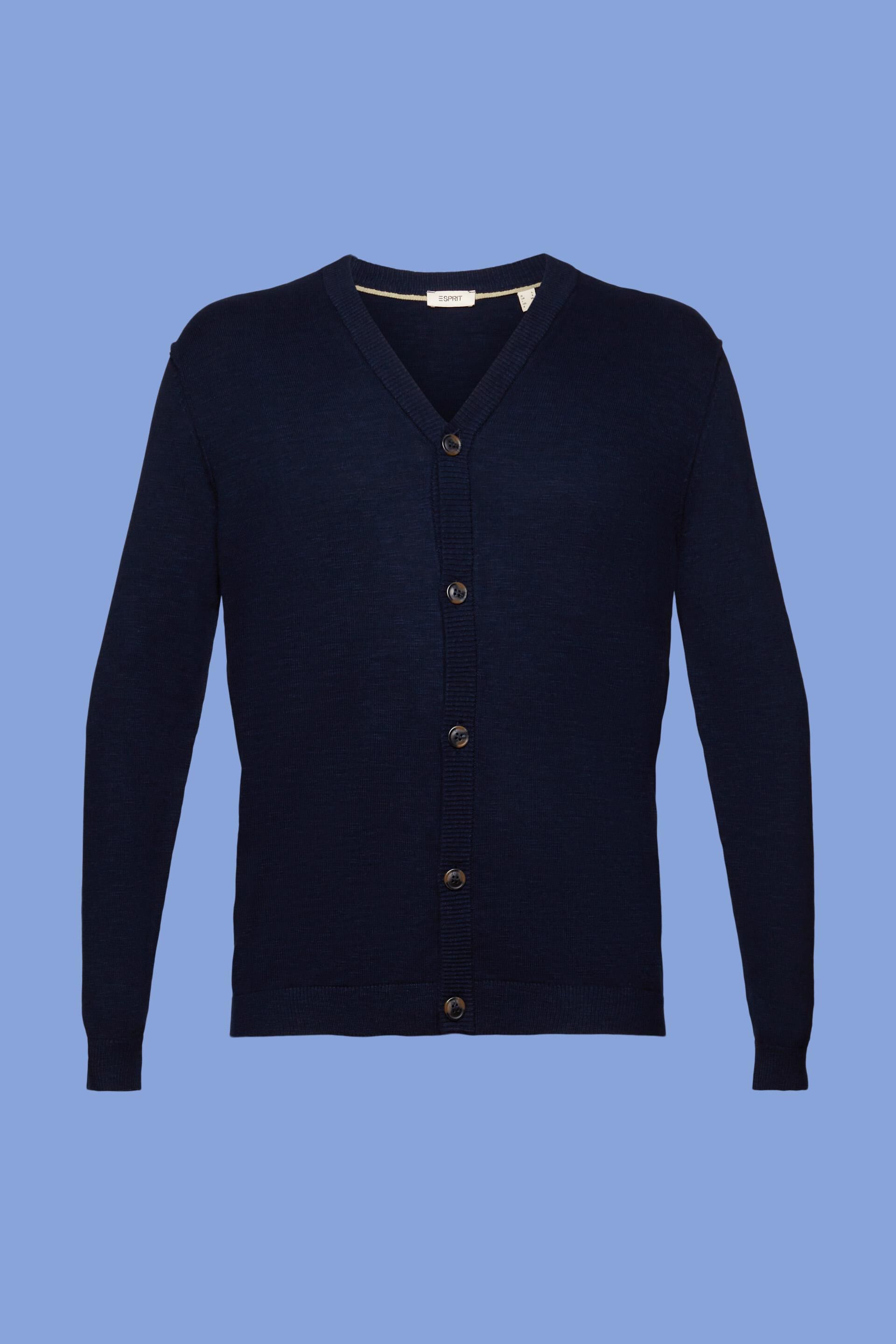 Cardigan à encolure en V, dans un mélange de coton et de lin