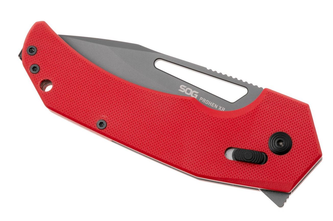 SOG Prohen XR 12-25-02-57, Grey PVD D2, Red G10 zakmes, Mikkel Willumsen design