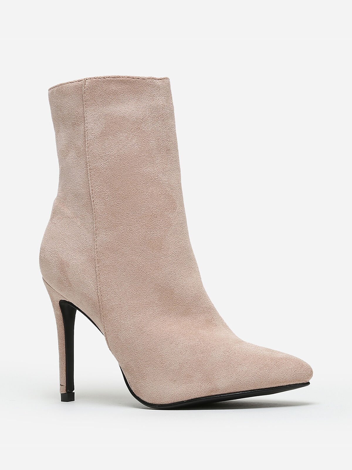Bottines pointues à talon aiguille- Beige
