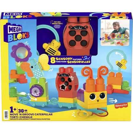 Mattel MEGA BLOKS Rollspaß Raupenzug, Kleinkind Motorik-Spielzeug (Sensorik)