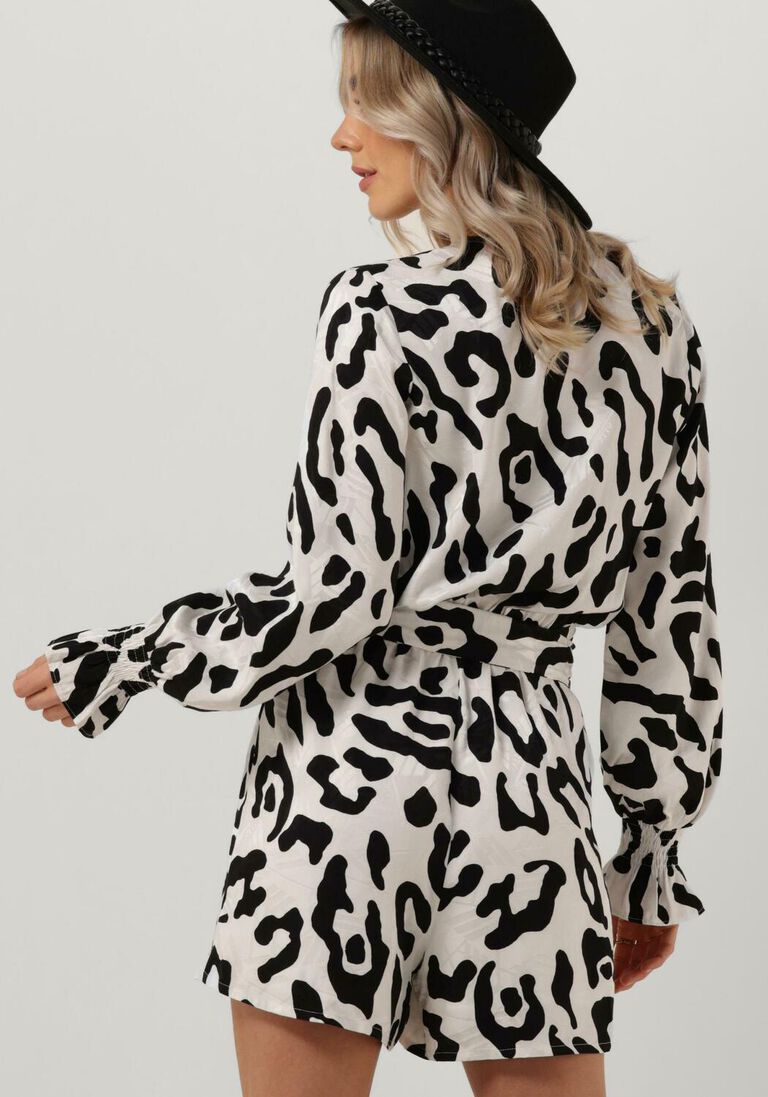 ALIX THE LABEL zwarte alix the label  ladies woven big animal jacquard playsuit