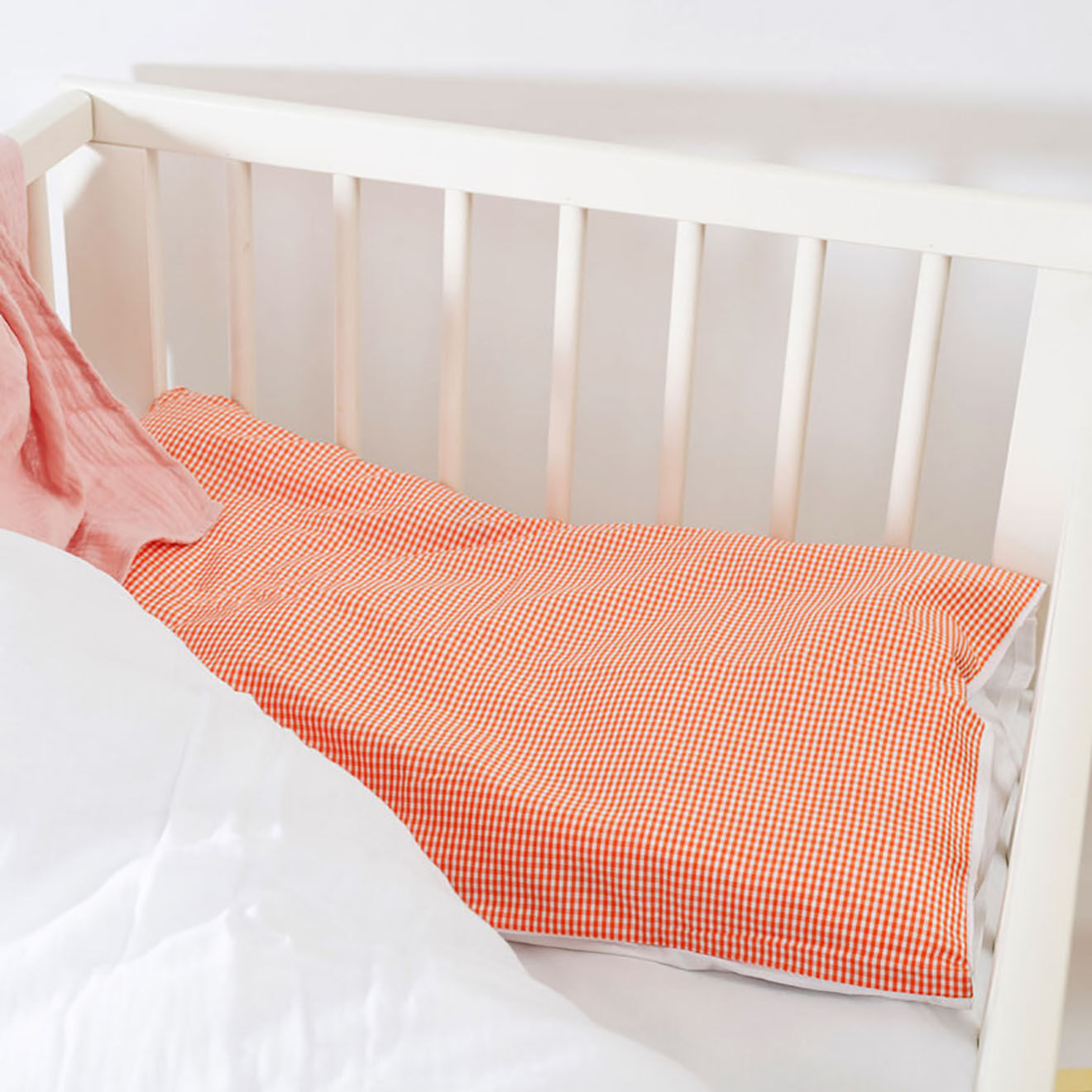 Papate Taie d'oreiller en Coton Bio blanc/vichy - 40x60 cm
