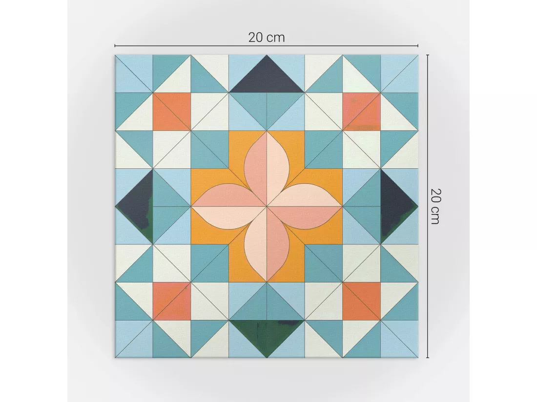 Carreaux autocollants PVC, Carrelage PVC adhésif - 20x20x20 - Motif géométrique avec une fleur