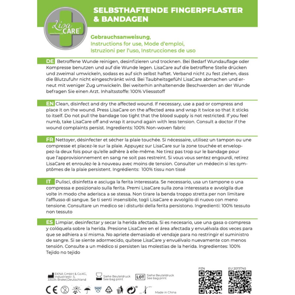 LisaCare latexfreie, kohäsive Bandage 5cm - Schwarz