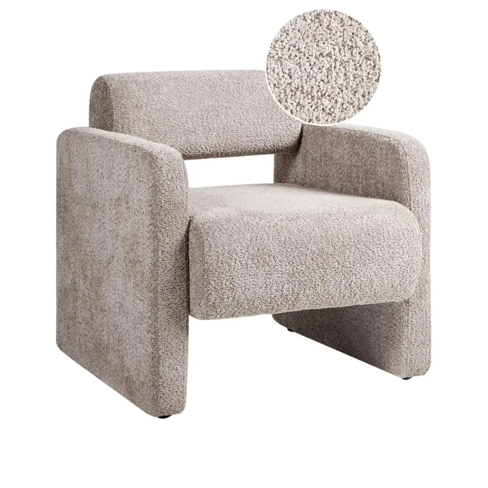 HALLSBERG - Fauteuil - Taupe - Bouclé