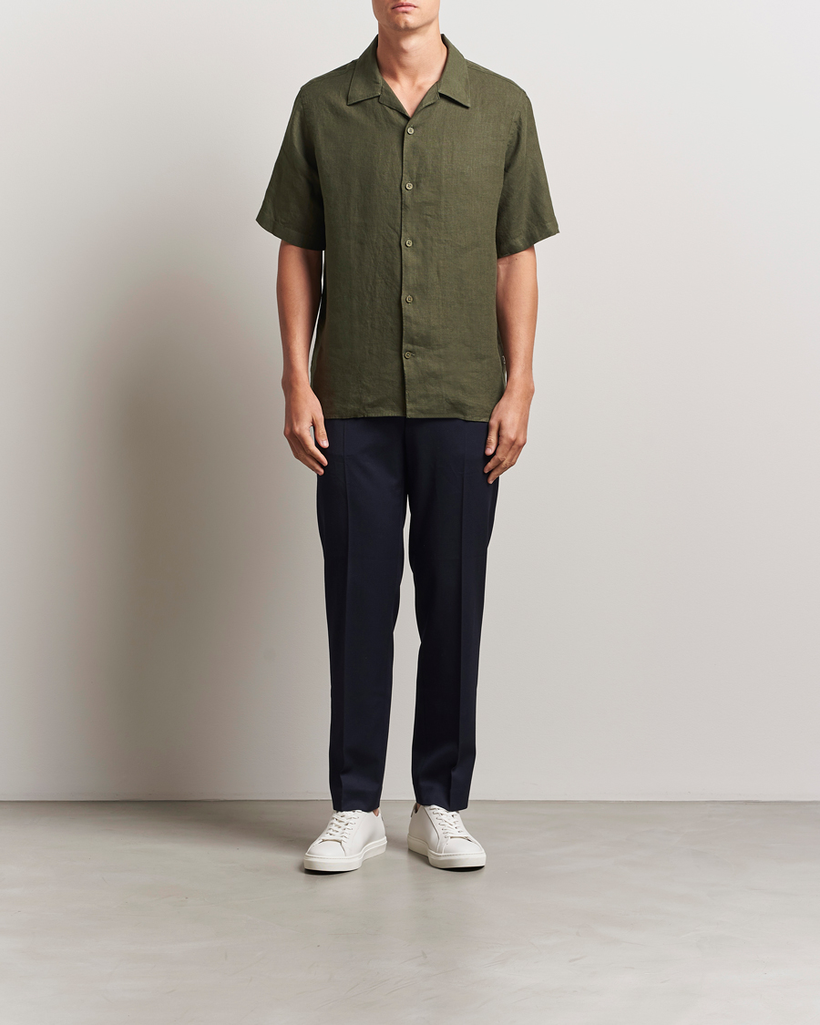 NN07 Julio Linen Resort Shirt Croc Green