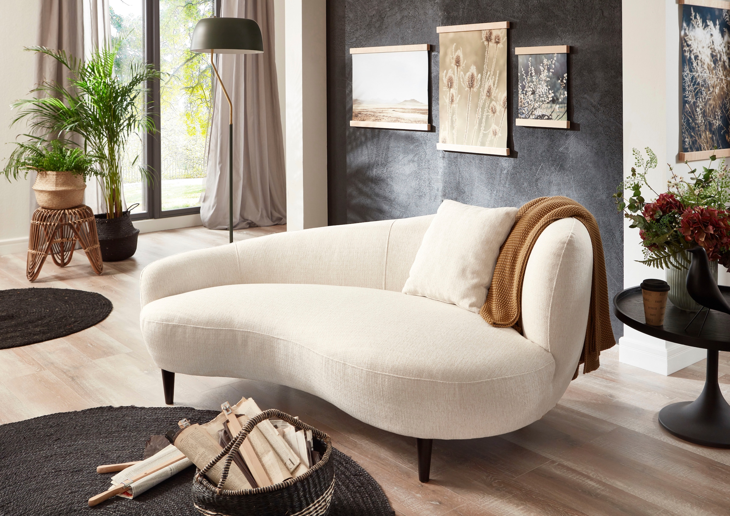 ATLANTIC home collection Chaiselongue »Olivia« Nierenform-Sofa mit Zierkissen im Originalbezug
