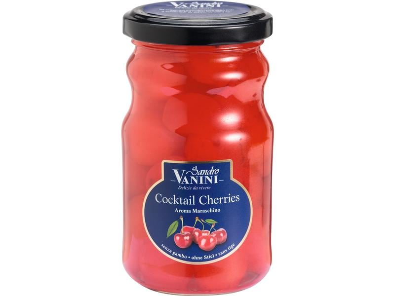 Sandro Vanini Cocktailkirschen ohne Stiel 250 g Kandierte Kirschen in aromatisiertem Sirup