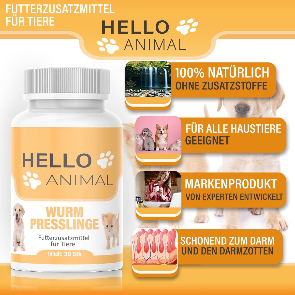 Hello Animal® | Wurm Presslinge | Wurmmittel