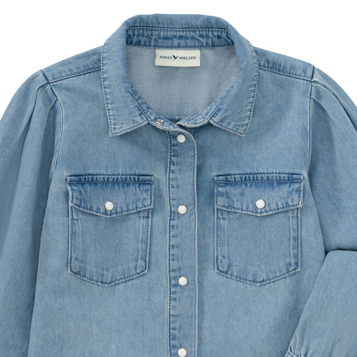 Jonas Nielsen Mädchen Jeansbluse mit Bio-Baumwolle hellblau