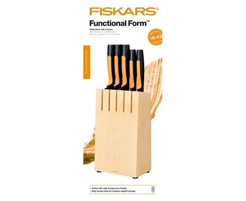 Fiskars FF Knivblock med 5 knivar