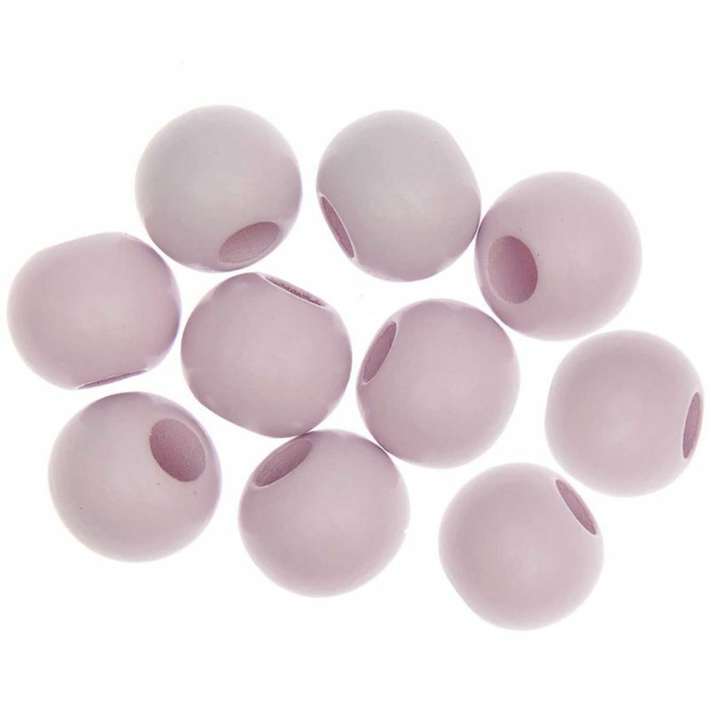 10 perles rondes - bois rose - 20 mm