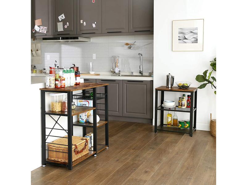 VASAGLE Bartrolley mit Rollen, 60 x 77.5 cm, Braun/Schwarz Moderner Barwagen