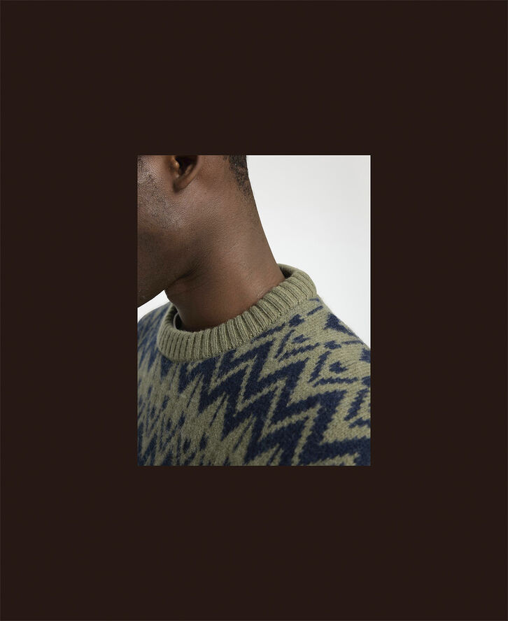 Selected Homme SLHPINE LS KNIT RELAXED CREW NECK Kalamata/sky captain