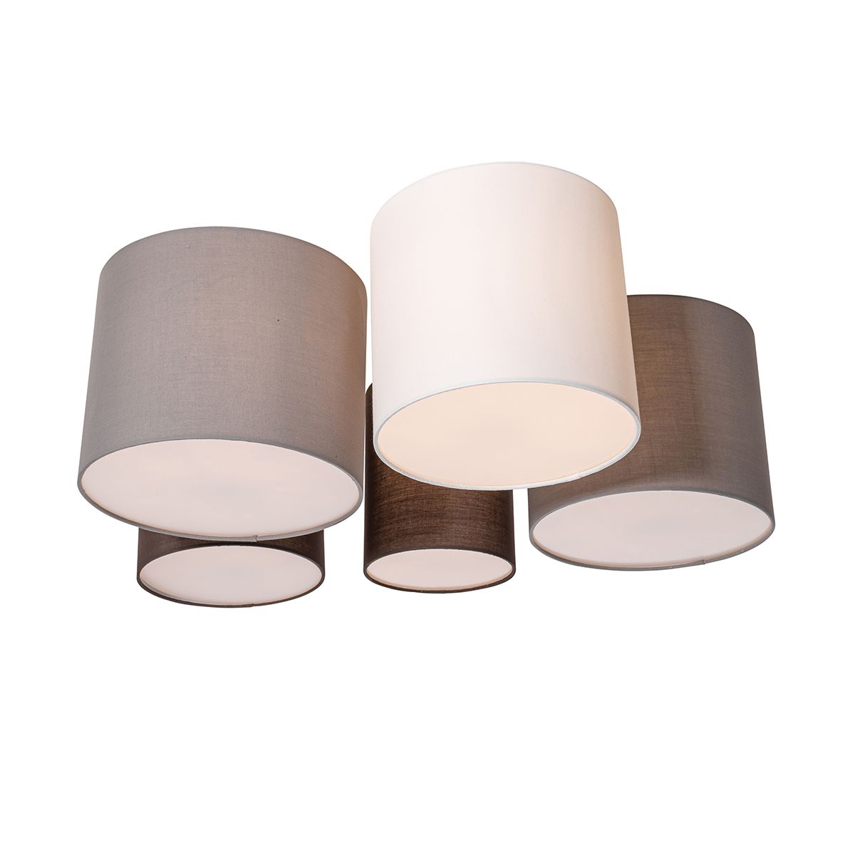 Plafondlamp wit grijs en bruin 5-lichts - Multidrum