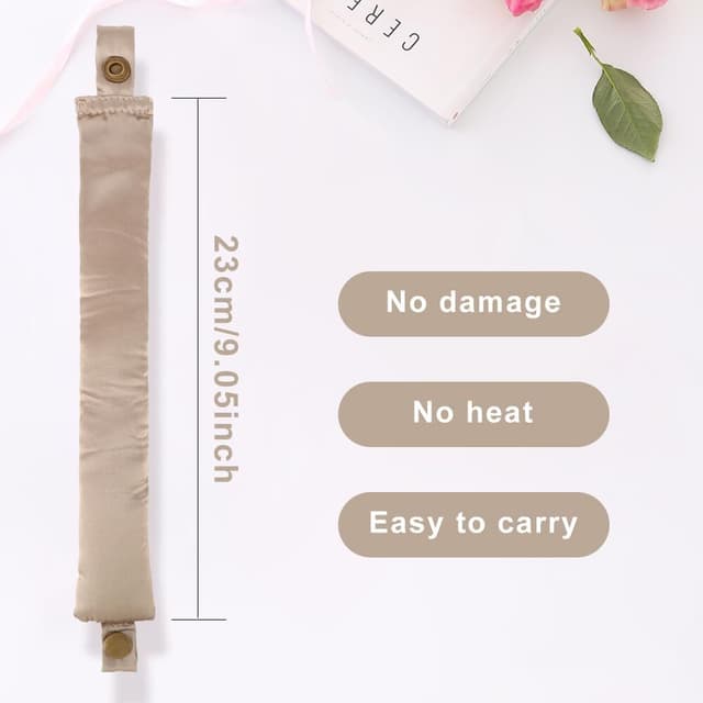 2-sæt Satin Heatless Hair Curler til at sove med om natten Grå
