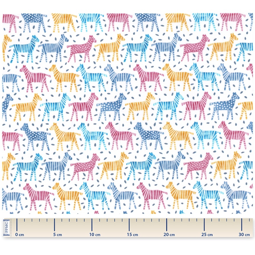 Tissu Coton Au Mètre Ex2336 Zèbres Bleu