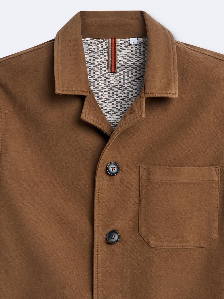 Veste casual droite en coton col chemise