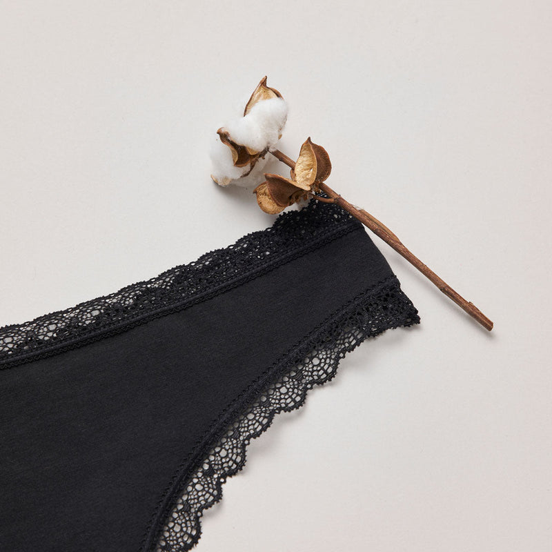 Tangas mit Spitze aus Bio-Baumwolle Mix (Apricot/Grün/Schwarz)