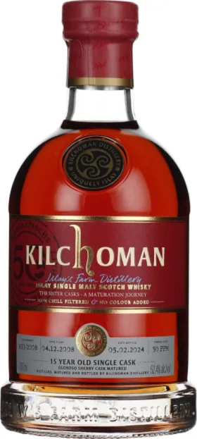 KILCHOMAN 15 YEARS 2008 OLOROSO SHERRY CASK 633 70CL