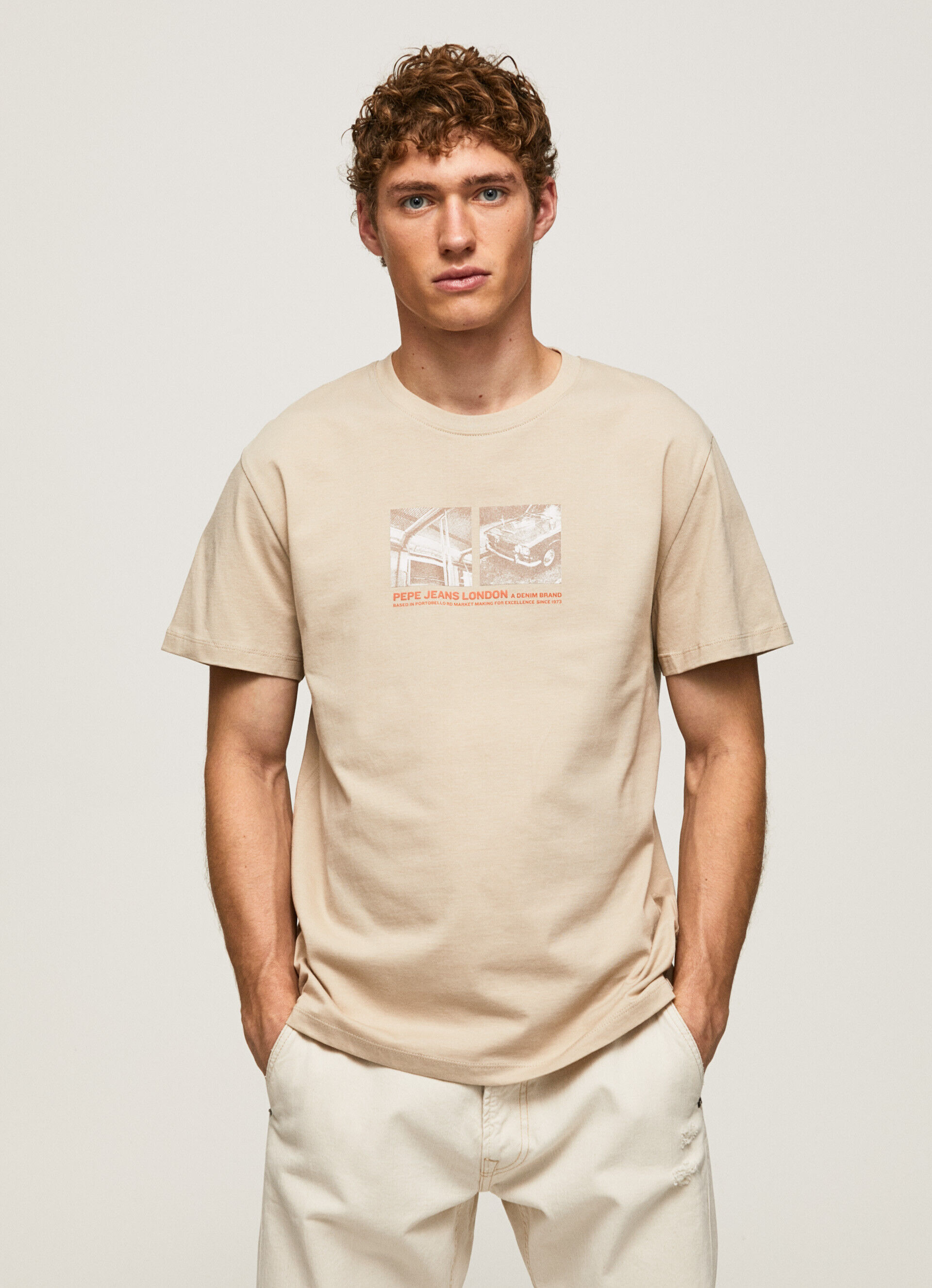 CAMISETA COM ESTAMPA FOTOGRÁFICA - bege malte