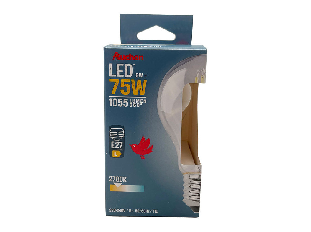 LÂMPADA LED STANDARD AUCHAN E27 75W LUZ AMARELA