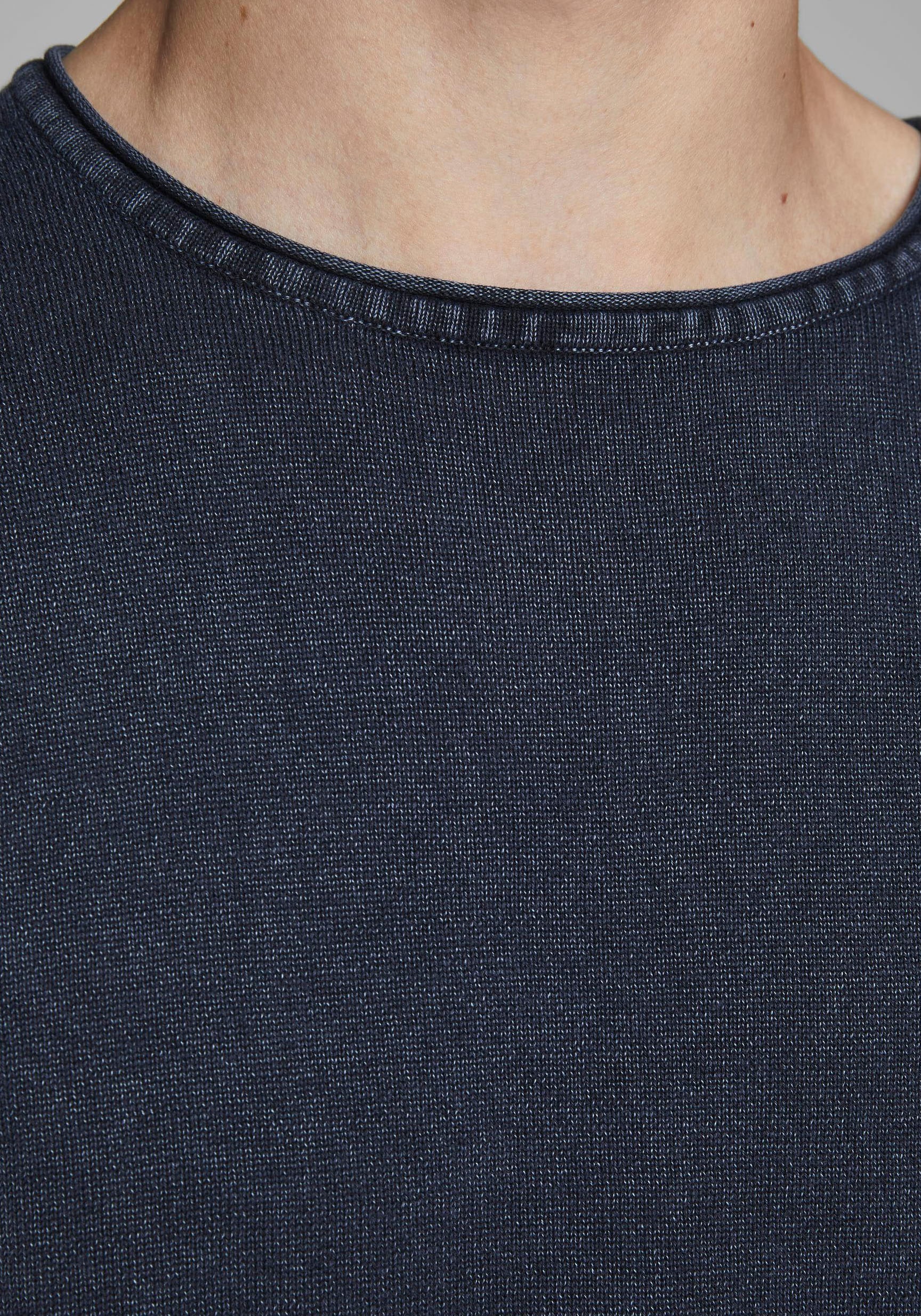Jack & Jones Rundhalspullover »JJELEO aus pflegeleichter Baumwollqualität«, unifarben, modisch, schmal, Baumwolle, Rundhals