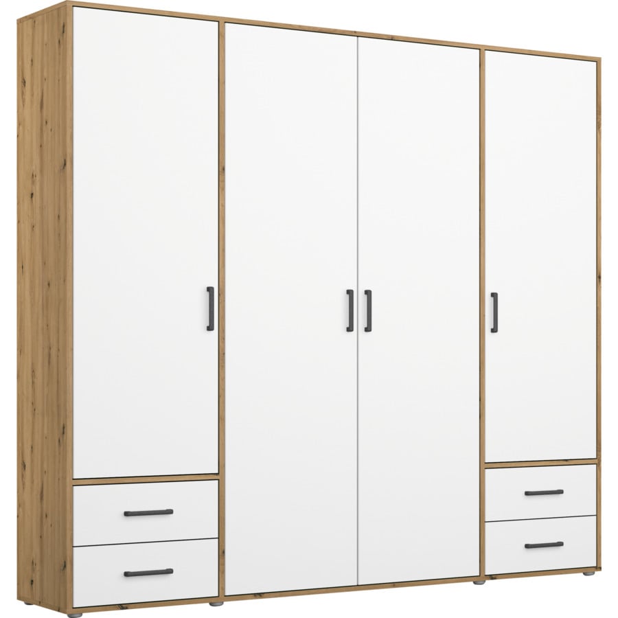 Drehtürenschrank Voyager Dekor 140 x 194 x 53 cm weiss / Artisan