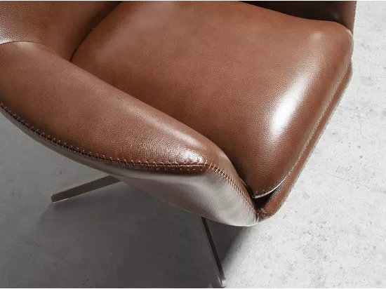 Fauteuil pivotant en cuir et acier poli 5093 ANGEL CERDA