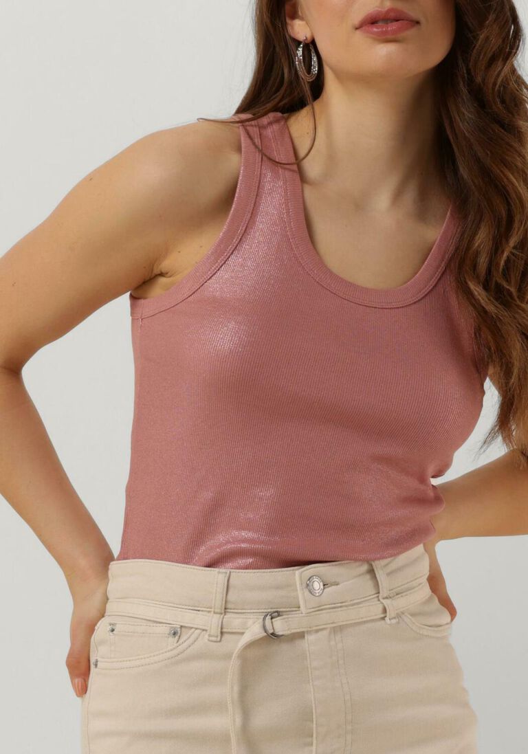 SUMMUM roze summum top rib tanktop cotton rib